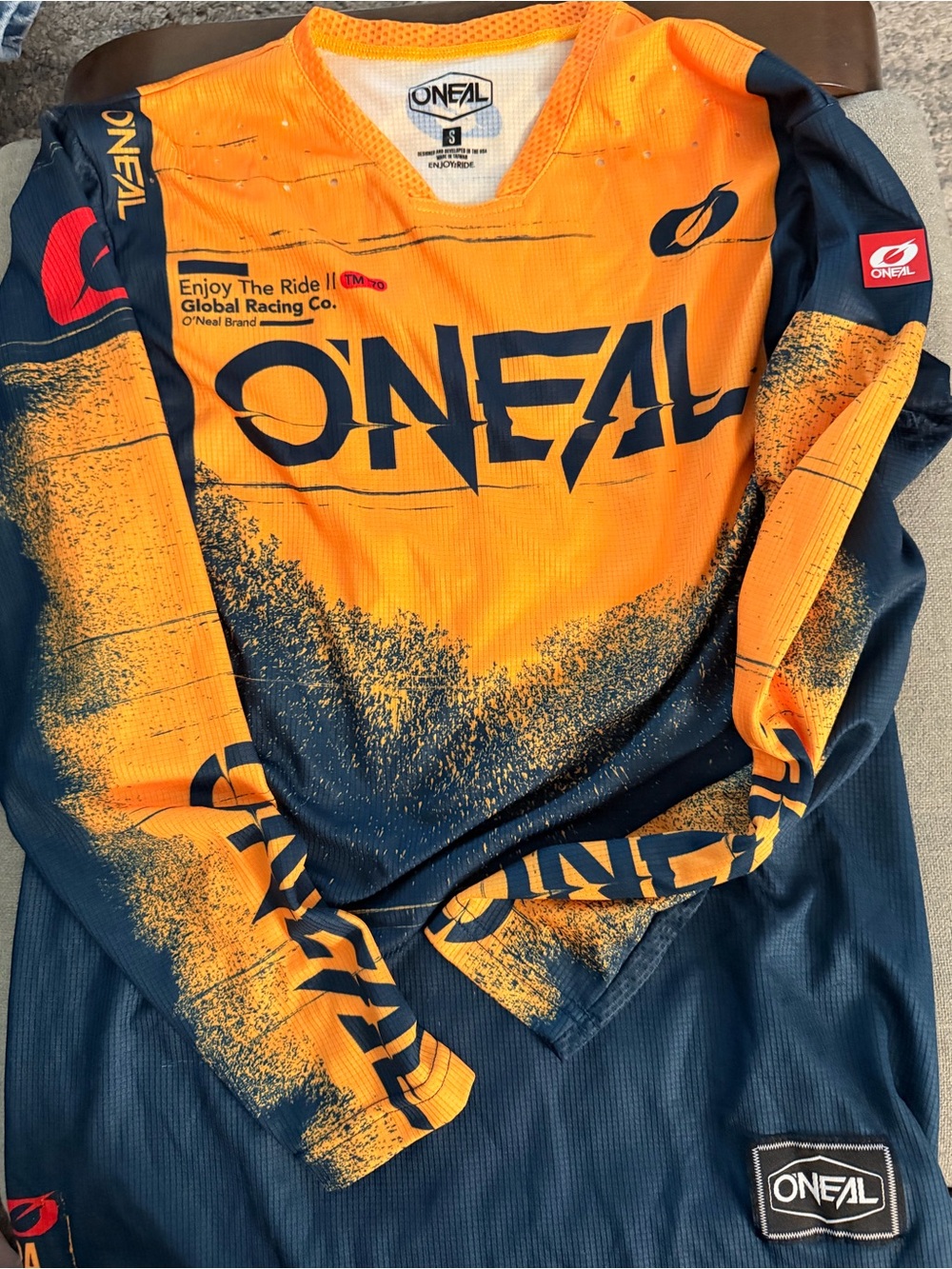 O’ Neal MX JERSEY HARDWEAR SWIPE - NAVY/BLUE/TANGERINE Size Small